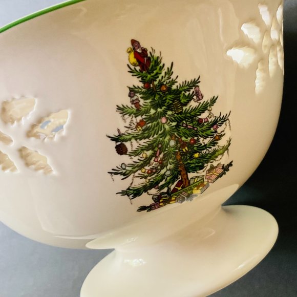 SPODE "Christmas Tree" Pierced Footed Compote/Bowl NWOT - Picture 4 of 7